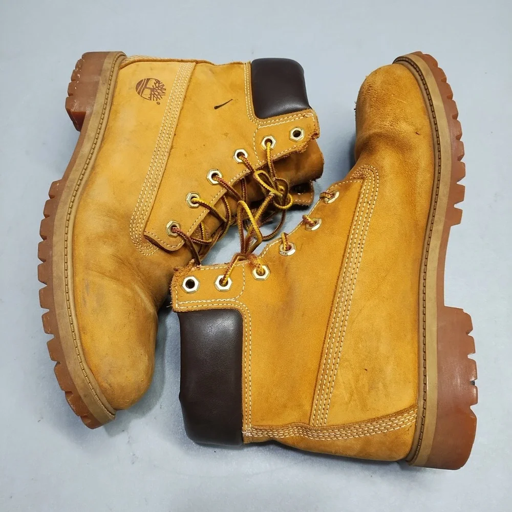 Timberland Premium 6-Inch Waterproof Work Boots Mens US 7M Tan Genuine Leather